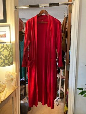 Land's End Red Cotton Belted Robe XL